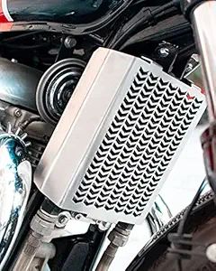 Motofusion Motorcycle Radiator Guard Grill Cover Protector Brushed Stainless Steel for RE Royal Enfield Continental GT 650 & Interceptor 650