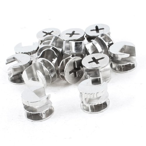 sourcingmap® 15 Stück Silber 15mm Durchmesser Kopf Möbel Schlauchverbinder Cam Fassungen - 1 Packung