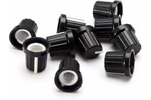 YEHUIMEI 10 Pezzi 6mm Manopola Potenziometro, PlasticaManopole, Regolabile potenziometro pomello, Sound Manopola Potenziometro, Per Chitarra Elettrica, Basso -Nero