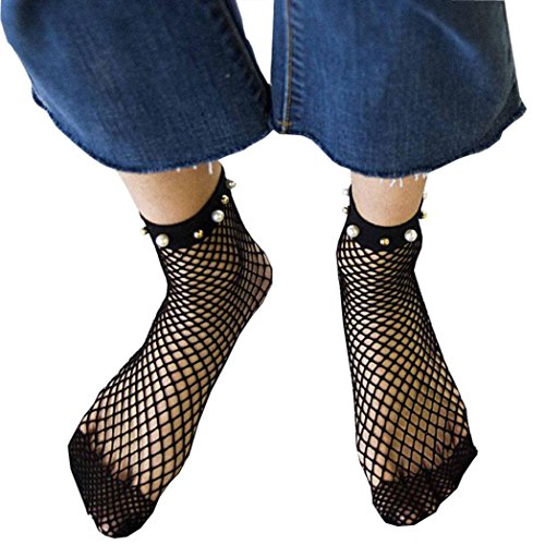 Preisvergleich Produktbild Hot!Internet Damen Socke Lace Pearl Netzstrümpfe Netz Plain Top-Socken kurz