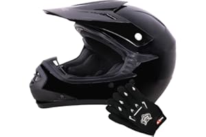 Zorax ZOR-X15 Black XL (55-56cm) Kids Motocross Motorbike MX Helmet & Gloves XL(8cm) - ATV Dirt Bike BMX Quad Off Road Helmet ECER 2206