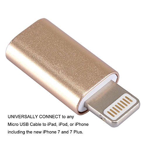2x USB Blitz to Micro USB Type B Adapter Konverter für iPhone 5 6 6s 7 7s plus iPad iPod, kompatibel mit Apple iOS alle Versionen (Gold) - 3