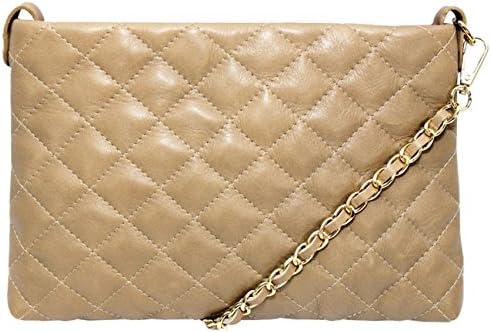 Italian Leather Quilted Clutch Shoulder Cross Body Bag Handbag Black