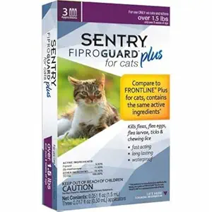 Sentry 3 Count Fiproguard Plus for Cats Squeeze-On over, 1.5-Pound