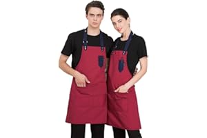 Theuwnee® Grembiule, Grembiule da cucina impermeabile con tasche, grembiule da cucina regolabile, grembiule da griglia, grembiule da bibita, grembiule da cucina di qualità professionale, 65 x 76cm…