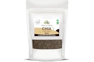 Herbes du Monde - Graines de Chia BIO - Salvia hispanica Organic - Riche en acides gras Oméga-3 Oméga-6 - Vegan et Sans Gluten - 1 sachet de 250g Certifiée AB
