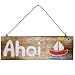 Produktbild Woodpassion AHOI Wandschild Holzschild Maritim Bad Deko Schild Hängeschild Shabby Vintage 30x10cm
