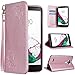 Produktbild SMART LEGEND Lederhülle für LG G4 Ledertasche Hülle PU Leder Flip Schutzhülle Retro Schmetterling Blumen Rose Muster im Bookstyle Folio Wallet Brieftasche mit Eingebautem Magnet Smart Case Backcover Handyhülle Kompletter Schutz Cover Tasche mit Standfunktion und Karte Halter - Rosegold