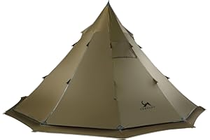 TOMOUNT Tipi Tente indienne en nylon pour 6 personnes Tente pyramidale avec trou de poêle pour poêle de tente 4 ans Tente de camping pour extérieur, camping, randonnée, trekking
