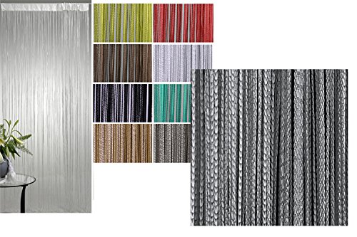 JEMIDI Fadenvorhang Tür Vorhang Gardine Schal Faden Türvorhang Fadengardine in 2 Größen (Grau, 140cm x 250cm) - 2