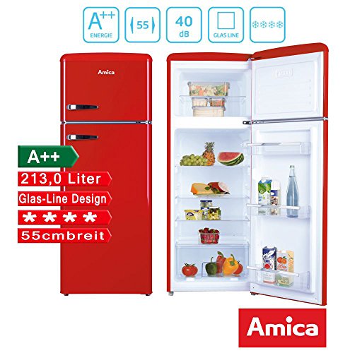 Amica Retro Khl-/Gefrierkombination Rot KGC 15630 R A++ 213 Liter mit **** Gefrierfach Chili Rot