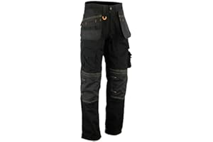 WrightFits Holster Pantalon de Travail Homme - Noir, Gris, Kaki - Pantalon Cargo de sécurité Robuste - Multi Poches - Poches pour genouillères
