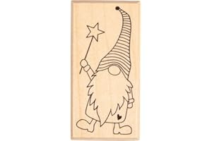 Rayher Stempel Holz "Wichtel Elton", 3 x 6 cm, Holzstempel Weihnachten, zum Gestalten von Karten, Umschlägen, Geschenken, Butterer Stempel, 29240000, Natur