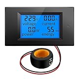 KKmoon 100A AC 80 V-260 V 20A / 100A 4 en 1 Numérique LCD Panneau Numérique Puissance Watt Moniteur Courant Voltmètre Ampèremètre Tension KWh Multimètre Testeur Mètre avec Transformateur de Courant CT