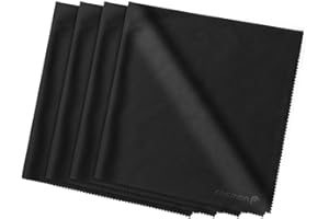 Fosmon 4 paños de Limpieza de Microfibra (Extra Grandes, 40 x 40 cm), paño Ultra Suave para Limpiar Gafas, Pantallas, Lentes de cámara, Plateados y Otras Superficies delicadas, Color Negro