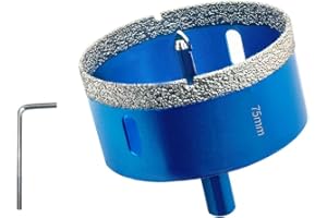 Teronbeta Scie Cloche Diamantée 75mm avec Foret Guidage de Centrage, Professionnelle Foret Diamanté Brasé pour Carrelage, Porcelaine, Verre, Marbre et Céramique