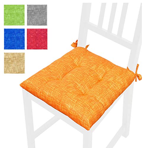 6 Cuscini Coprisedia Quadrati Universali Sfoderabili In Cotone (Giallo) - Fissaggio Con Elastico, Made In Italy