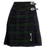 Neu Damen Schottisch Schwarze Uhr 20' Knielang Kilt Palette von Tartan Größe 6-28 - Schwarze Armbanduhr, 12 UK
