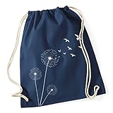 Turnbeutel Pusteblume Vögel Birds Hipster Beutel Tasche Jutebeutel Dandelion Gymsac Stringbag Drawstring Autiga® navy