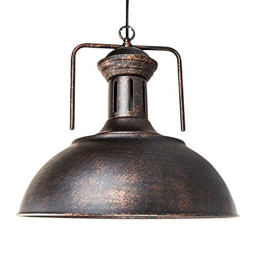 Frideko - Lámpara colgante de estilo Vintage, luminaria industrial con cúpula rústica en cobre, para loft, salón, comedor, cafeterías, restaurantes, metal, Ohne Netz-deckel-40cm, E27 40.00W 220.00V