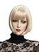 Tsnomore Short Straight Mix Color Fashion Full Bangs Soft Touch Bob Women Wig (Light Blonde)
