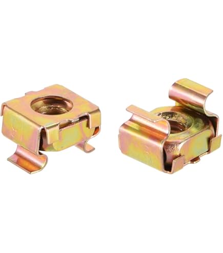20-Piece M8 Carbon Steel Cage Nuts - Brass Tone Server Rack Mounting - View #3