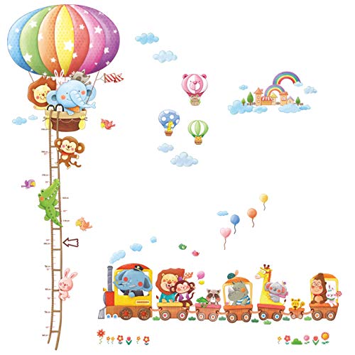 Preisvergleich Produktbild Decowall DA-1606N1406A Heißluftballon Höhentabelle Zug Tiere Wandtattoo Wandsticker Wandaufkleber Wanddeko für Wohnzimmer Schlafzimmer Kinderzimmer