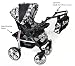 3-in-1 Travel System incl. Baby Pram with Swivel Wheels, Car Seat, Pushchair & Accessories, Black & Flowers