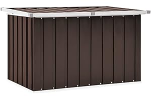 Homiuse Coffre de Rangement Exterieur pour Jardin 109x67x65 cm en Acier Marron - Malle Boîte de Stockage