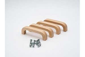 JOWE 4 maniglie per mobili in faggio con viti di fissaggio, maniglia per shubladen/superficie laccata, lunghezza 10,8 cm, distanza tra i fori 9,6 cm