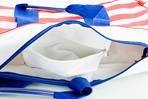 Große XL Strandtasche von Kiras mit verschließbaren Taschen – Multifunktionale Badetasche, auch ideal als Shopper oder Einkaufstasche - 5