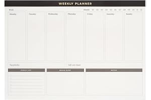 Kokonote - Bloc Note A4 Semainier Basic Studio | Weekly Planner, Sous-Main Bureau, Planificateur Hebdomadaire | Papeterie de Bureau