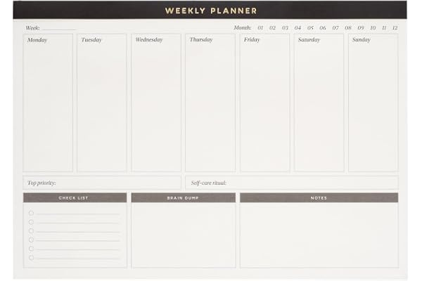 Kokonote - Bloc Note A4 Semainier Basic Studio | Weekly Planner, Sous-Main Bureau, Planificateur Hebdomadaire | Papeterie de Bureau