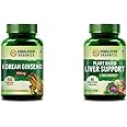Himalayan Organics Korean Red Ginseng 1000Mg/Serve 100 Veg Capsules & Himalayan Organics Plant Based Liver Support Supplement Veg Capsules, Natural, 60 count