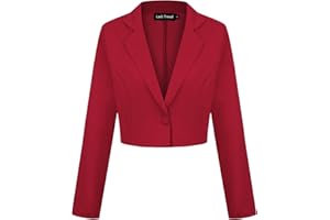 LADI TREND Womens Cropped Blazer One Button Jacket Blazers Notched Lapel Casual Elegant Classic Long Sleeve Workwear Lapel Suit