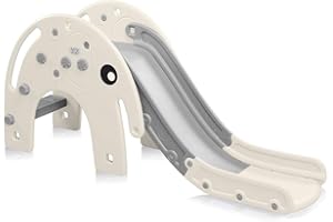 Baby Vivo Zjeżdżalnia dla dzieci, zjeżdżalnia ogrodowa dla małych dzieci, tworzywo sztuczne, słoń, zaokrąglone narożniki i krawędzie, do użytku wewnątrz i na zewnątrz, szaro-biała