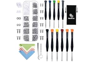 INPION Zestaw naprawczy do okularów 1118 sztuk zawiera 1100 szt. małych śrub i nakładek na noski, 11 szt. śrubokrętów, szmatki do okularów przeciwsłonecznych i naprawy zegarków