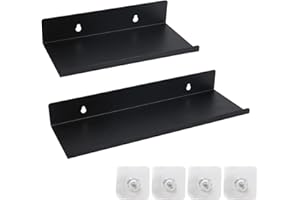 EULAPGOE Regał ścienny, czarny, metalowy regał, wiszący, łazienkowy, pływające regały stalowe, do kuchni, salonu, sypialni, biura (20 cm)