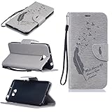 BONROY® Magnetic Flip Cover for Huawei Y5 II,Feathers and birds fashion shell design Wallet Case for Huawei Y5 II, Premium PU Leather Folio Style with Card Slots and Stand Function Case Cover for Huawei Y5 II