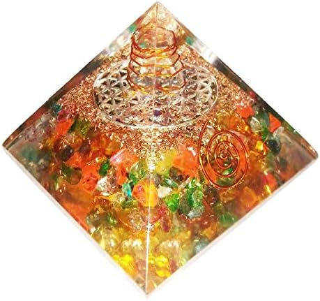 MultiStone Pyramid Healing Crystals Reiki Organite Pyramid Reiki Spritual Gift With Red Gift Pouch