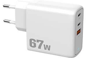 ACABUMA Cargador USB C 67W (GAN II),Cargador Rápido Multiple con 3 Puertos,Pared Movil Carga Adaptador Compatible con MacBook Pro/Air, iPad, Pixel,Lenovo,HP,ThinkPad,DELL XPS 13,for iPhone 15/15pro