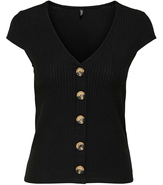 Damen Onlnella S/S Button Top Noos JRS T-Shirt