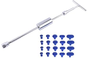 Goeco Herramientas de reparación del carrocería, Kit de Extracción de Abolladuras Sin Pintura, Remoción de Granizo T Bar Slide Hammer, Reparación de Autos con almohadilla adhesiva de 20 piezas