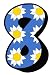 Daisy Flower With Blue Number 8 Sticker For House Door / Wheelie Bin / Dustbin - Choose Number