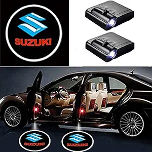 AutoBizarre Wireless Suzuki Logo LED Shadow Door Light/Ghost Shadow Door Light for All Maruti Suzuki Cars, Set of 2, White