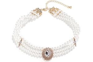 BSLVWG Wedding suite Pearl choker collana 4 file choker simulazione perla placcato rodio elegante collana femminile multistrato choker catena rotonda