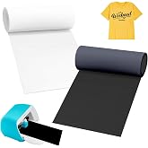 Smart Iron On Vinyl for Cri-cut Joy 14cm x 200cm | White+Black, Flexible Textile Sheet, PU Roll for Textile, Without Cutting