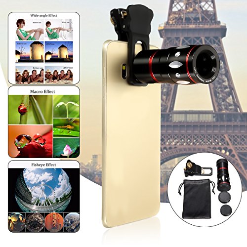 Lenti Telefono, Lenti Smartphone M.Way 3 in 1 Lenti Kit Telecamera Universale con Obiettivi 10 x Teleobiettivo Micro + Fisheye Supreme 180Â°+ Largo Angolo per Apple iPhone 7 SE 6 6S 5S 5C 4S, Samsung Galaxy S7 S6 S5 S4 S3 Nota 4 3 2, Huawei P8 P9, Blackberry, Sony Xperia