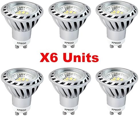 Xpeoo® Super Bright 6W GU10 LED Halogen Bulbs Warm White 50W Equivalent Dimmable Spot Socket Light Lamp Bulb Lighting Spotlight Package Of 6 Units 230V (GU10 Dimmable Warm White)