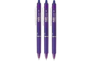 Pilot Frixion Clicker BLRT-FR7 Lot de 3 stylos à bille rétractables effaçables Pointe 0,7 mm Trait 0,35 mm Violet/violet
